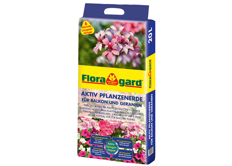 Floragard Aktiv Pflanzenerde für Balkon und Geranien