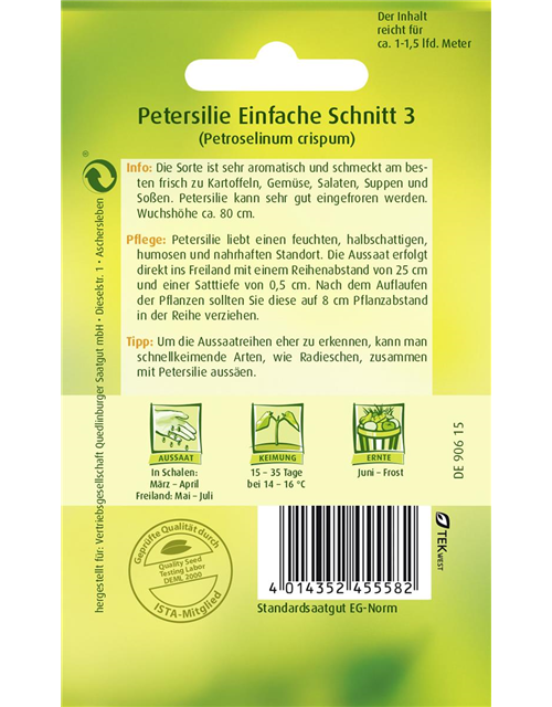 Glattblättrige Petersilie-Samen 'Einfache Schnitt 3'