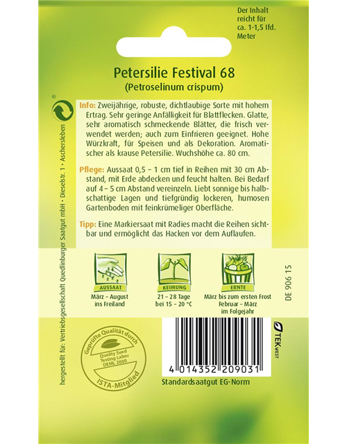 Glattblättrige Petersilie-Samen 'Festival 68'