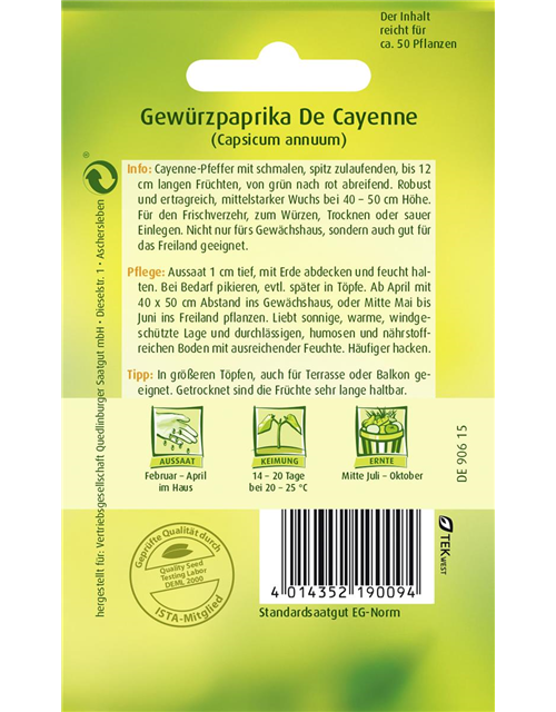 Peperonisamen 'De Cayenne'