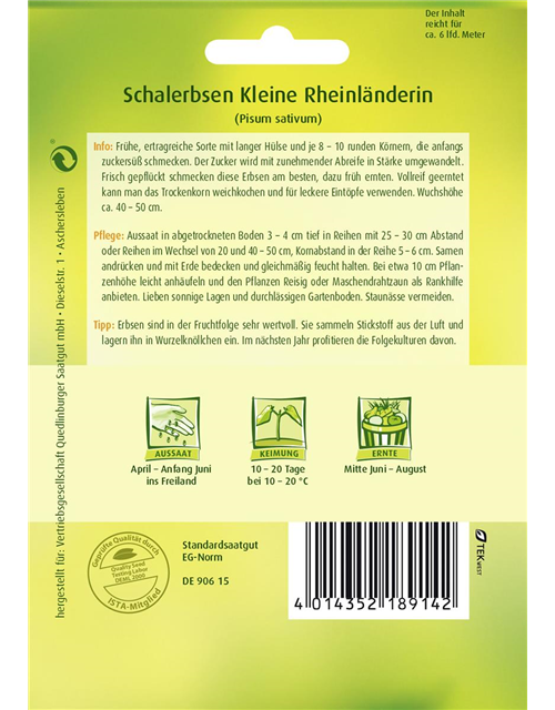 Schalerbsensamen 'Kleine Rheinländerin'