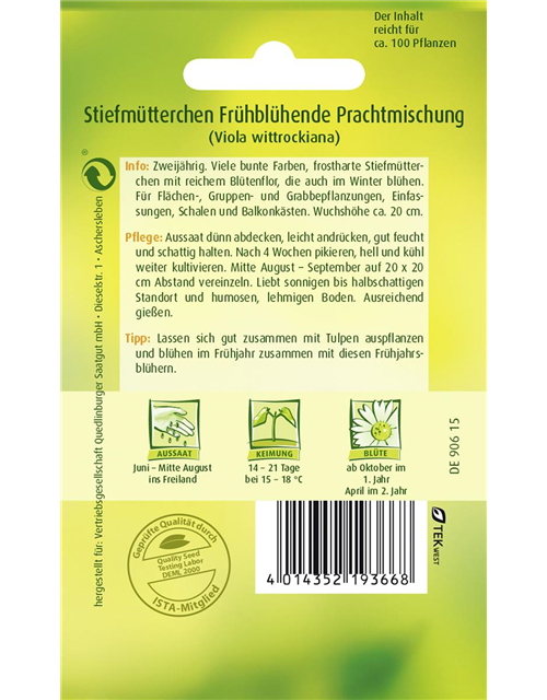 Stiefmütterchensamen 'Frühblühende Prachtmischung'