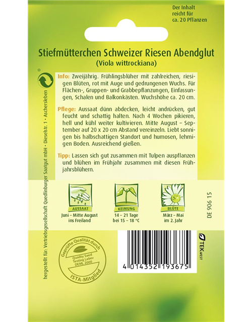 Stiefmütterchensamen 'Schweizer Riesen Abendglut'