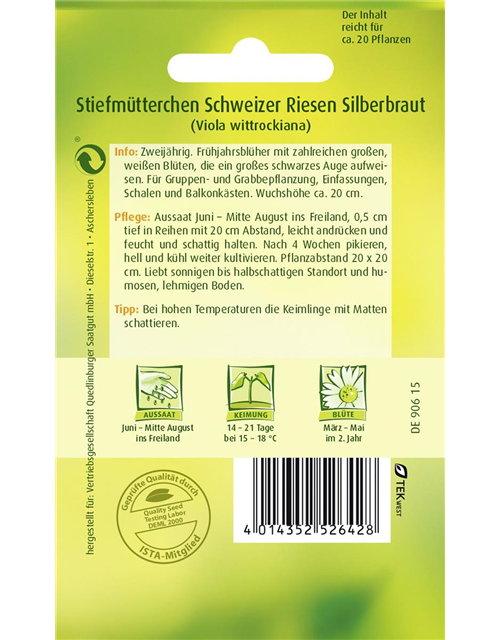 Stiefmütterchensamen 'Schweizer Riesen Silberbraut'