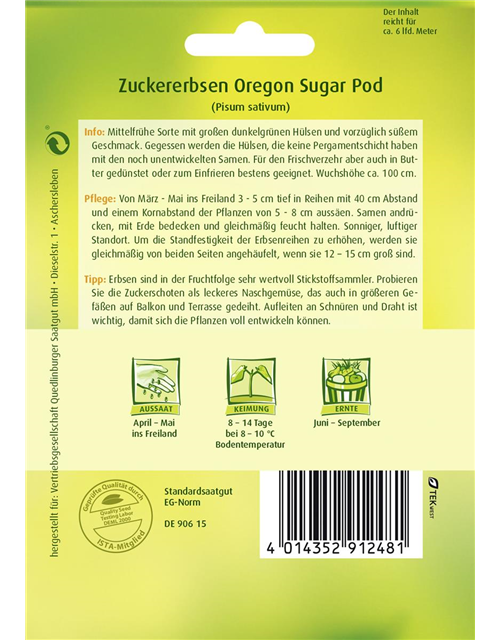 Zuckererbsensamen 'Oregon Sugar Pod'