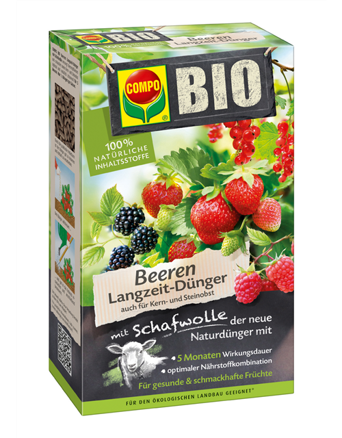 Compo BIO Beeren Langzeit-Dünger mit Schafwolle 