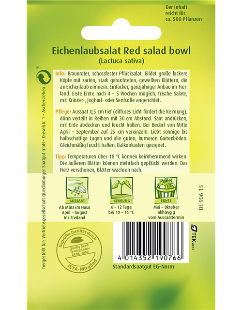 Eichblattsalatsamen 'Red Salad Bowl'